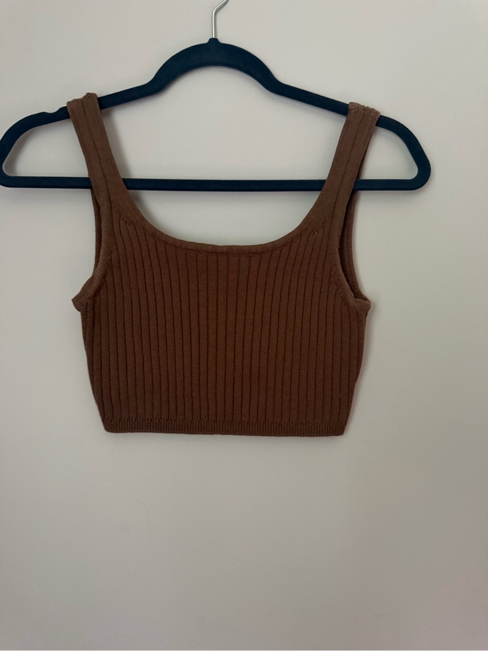 Wilfred cropped bra top - Brown Ribbed Scoop-Neck
